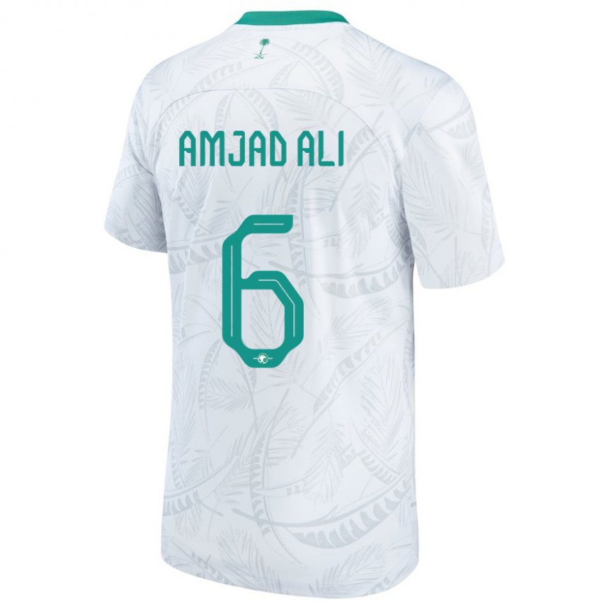 Børn Saudi-arabiens Amjad Ali #6 Hvid Hjemmebane Spillertrøjer 22-24 Trøje T-shirt