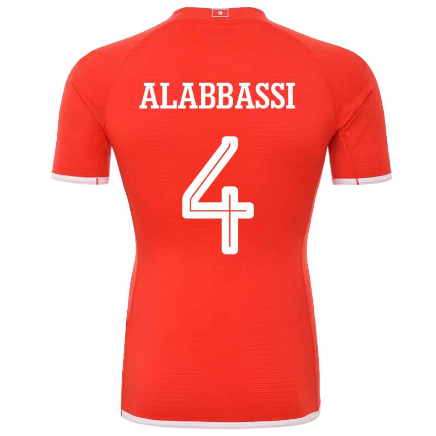 Børn Tunesiens Chaima Alabbassi #4 Rød Hjemmebane Spillertrøjer 22-24 Trøje T-shirt