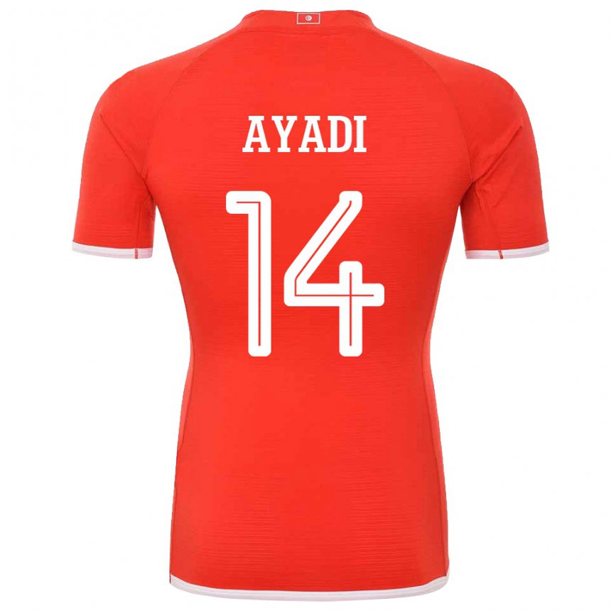 Børn Tunesiens Ghada Ayadi #14 Rød Hjemmebane Spillertrøjer 22-24 Trøje T-shirt