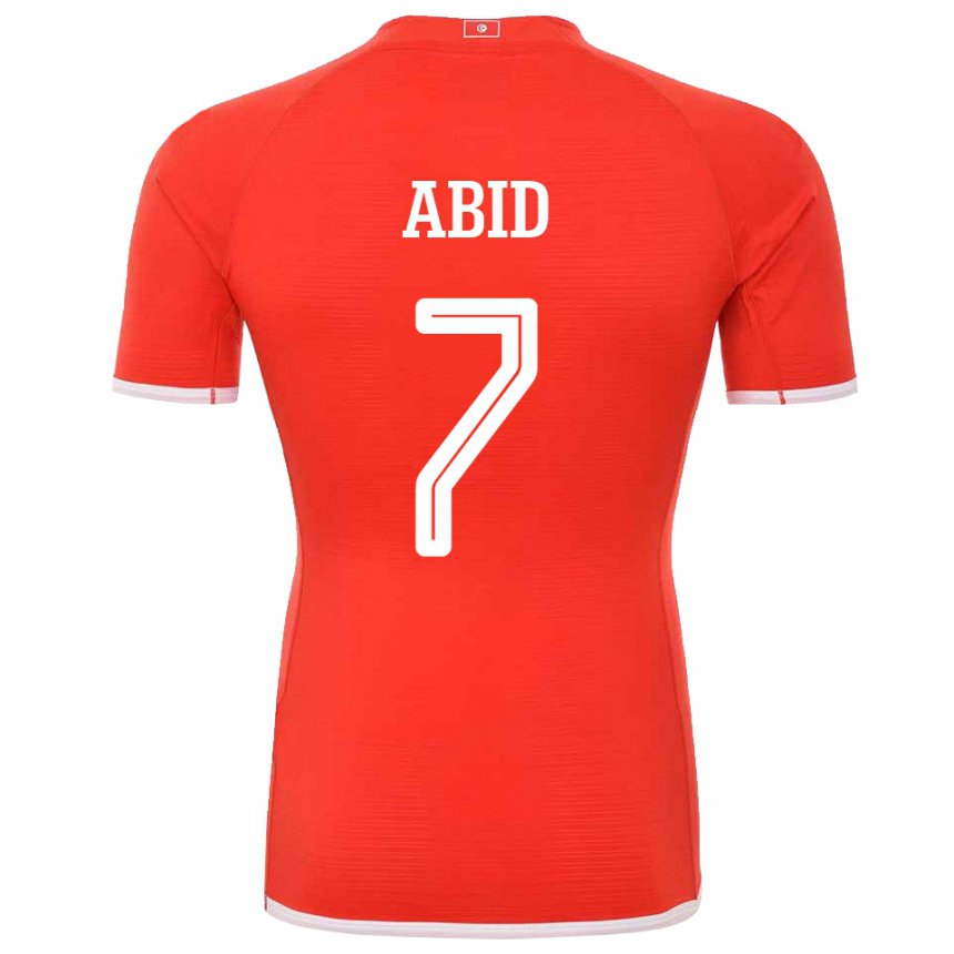 Børn Tunesiens Aziz Abid #7 Rød Hjemmebane Spillertrøjer 22-24 Trøje T-shirt