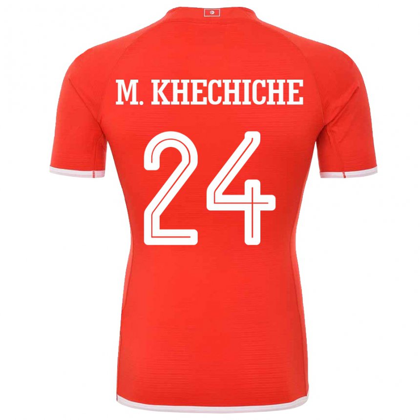 Børn Tunesiens Mohamed Amine Khechiche #24 Rød Hjemmebane Spillertrøjer 22-24 Trøje T-shirt