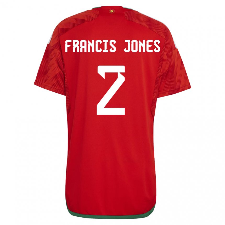 Børn Wales Maria Francis Jones #2 Rød Hjemmebane Spillertrøjer 22-24 Trøje T-shirt