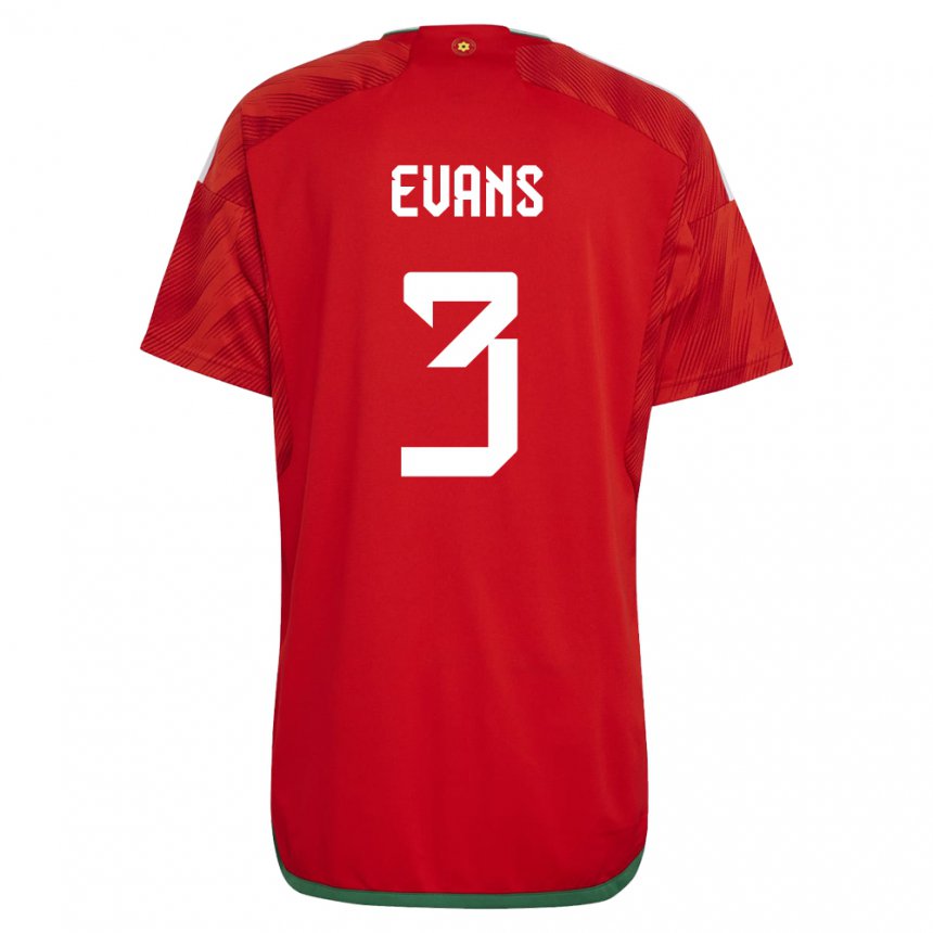 Børn Wales Gemma Evans #3 Rød Hjemmebane Spillertrøjer 22-24 Trøje T-shirt