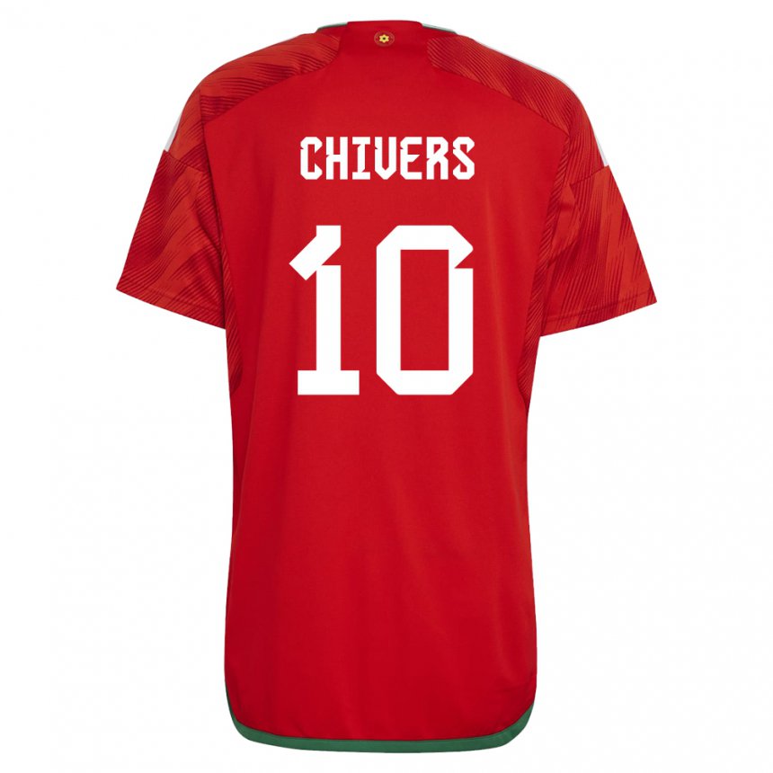 Børn Wales Chloe Chivers #10 Rød Hjemmebane Spillertrøjer 22-24 Trøje T-shirt