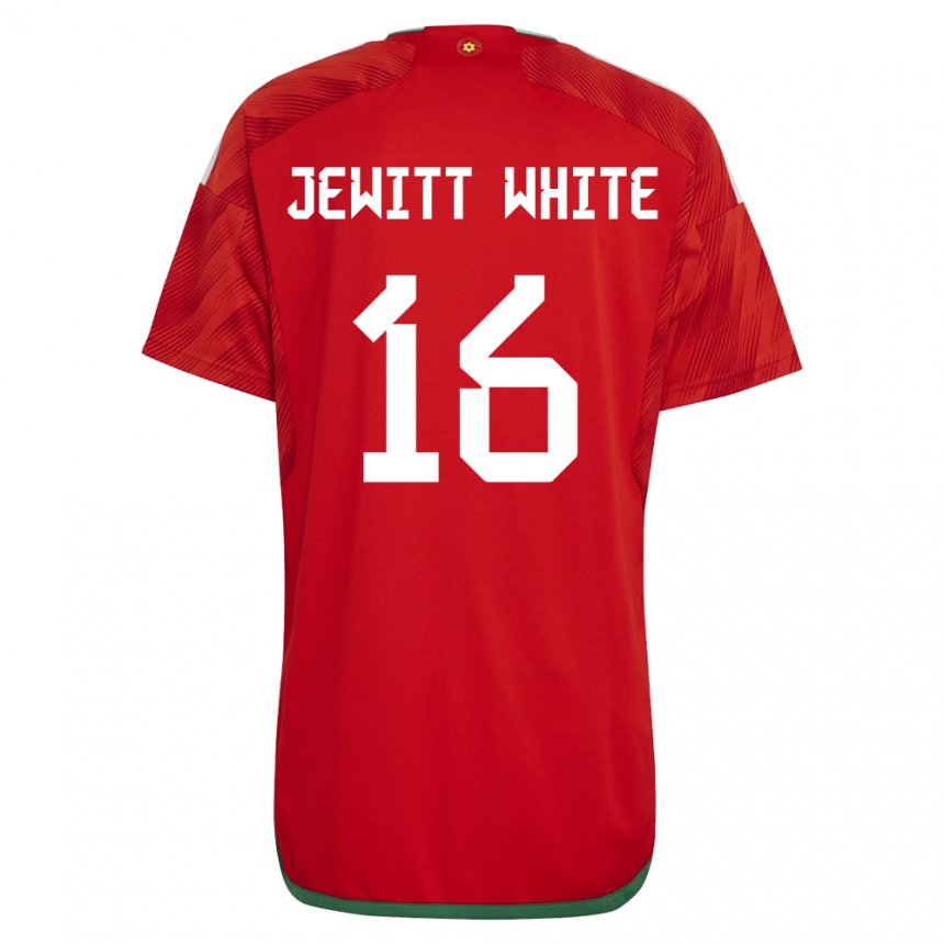 Børn Wales Harry Jewitt White #16 Rød Hjemmebane Spillertrøjer 22-24 Trøje T-shirt