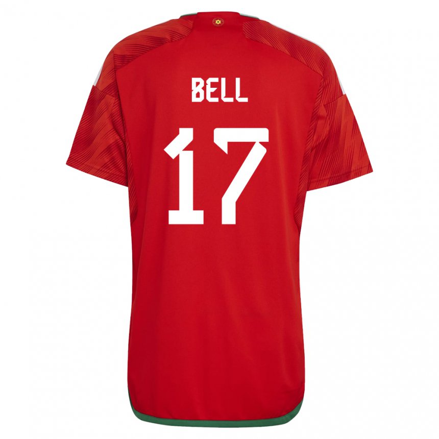 Børn Wales Zac Bell #17 Rød Hjemmebane Spillertrøjer 22-24 Trøje T-shirt