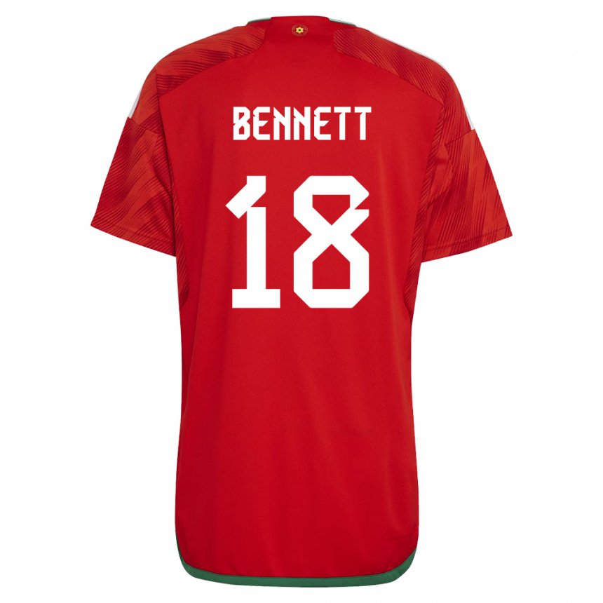 Børn Wales Murphy Bennett #18 Rød Hjemmebane Spillertrøjer 22-24 Trøje T-shirt