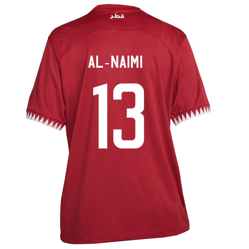 Børn Qatars Zahra Al Naimi #13 Rødbrun Hjemmebane Spillertrøjer 22-24 Trøje T-shirt