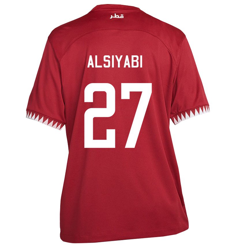 Børn Qatars Nasra Alsiyabi #27 Rødbrun Hjemmebane Spillertrøjer 22-24 Trøje T-shirt