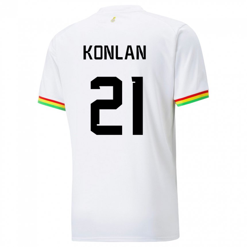 Børn Ghanas Cynthia Konlan #21 Hvid Hjemmebane Spillertrøjer 22-24 Trøje T-shirt