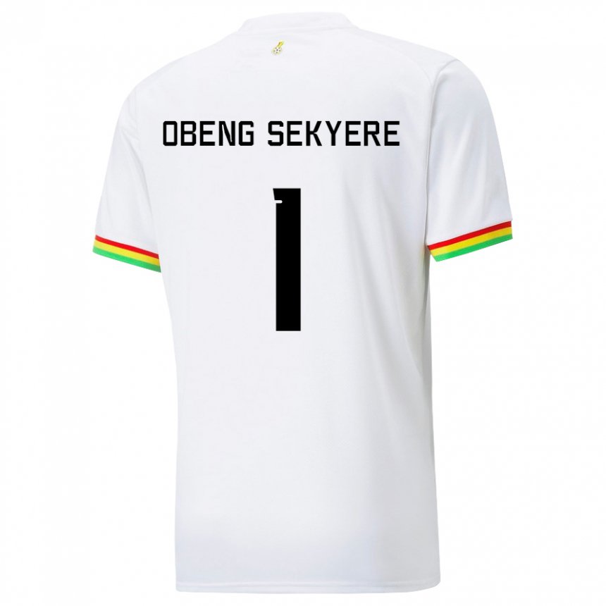 Børn Ghanas Gregory Obeng Sekyere #1 Hvid Hjemmebane Spillertrøjer 22-24 Trøje T-shirt