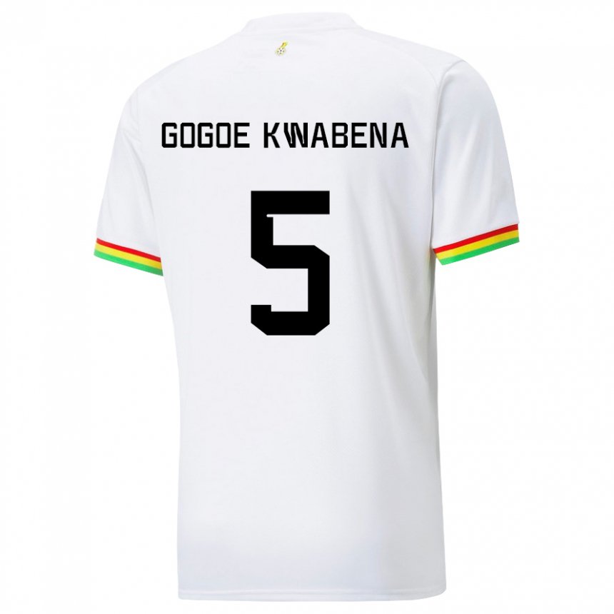 Børn Ghanas Boahen Gogoe Kwabena #5 Hvid Hjemmebane Spillertrøjer 22-24 Trøje T-shirt