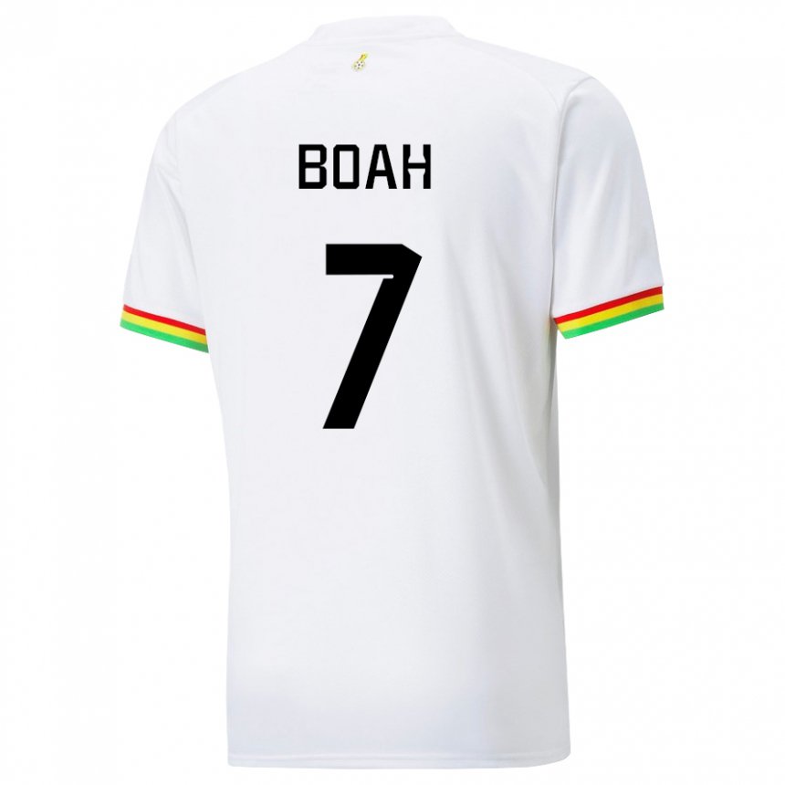 Børn Ghanas Collins Boah #7 Hvid Hjemmebane Spillertrøjer 22-24 Trøje T-shirt