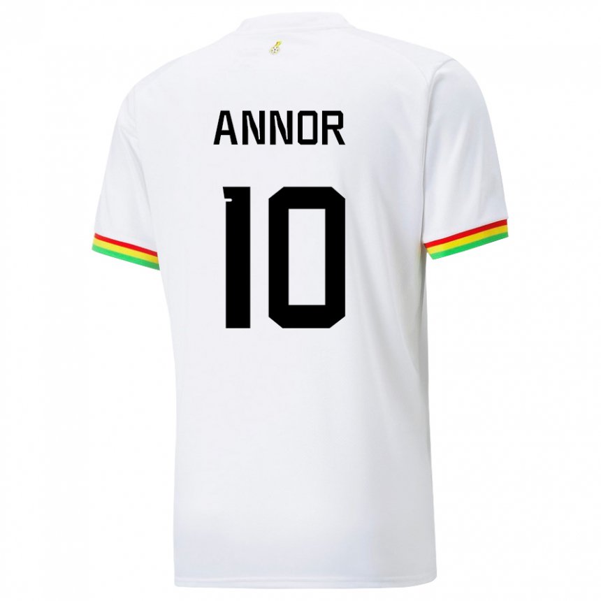 Børn Ghanas Emmanuel Annor #10 Hvid Hjemmebane Spillertrøjer 22-24 Trøje T-shirt