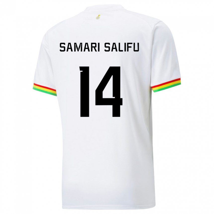 Børn Ghanas Abass Samari Salifu #14 Hvid Hjemmebane Spillertrøjer 22-24 Trøje T-shirt