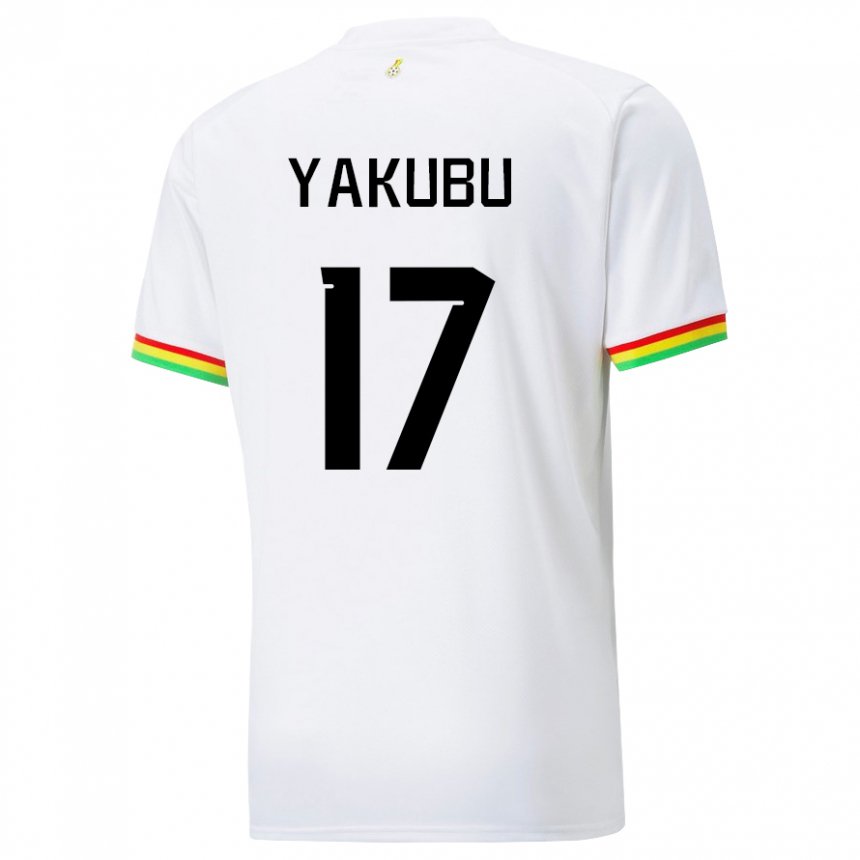 Børn Ghanas Mustapha Yakubu #17 Hvid Hjemmebane Spillertrøjer 22-24 Trøje T-shirt