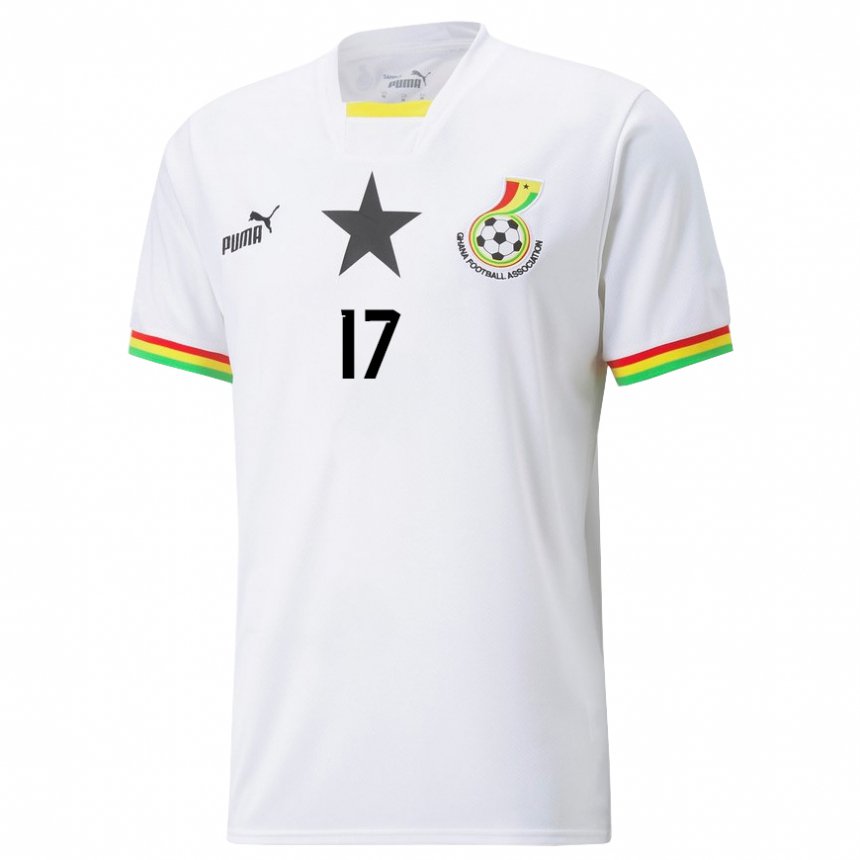 Børn Ghanas Mustapha Yakubu #17 Hvid Hjemmebane Spillertrøjer 22-24 Trøje T-shirt