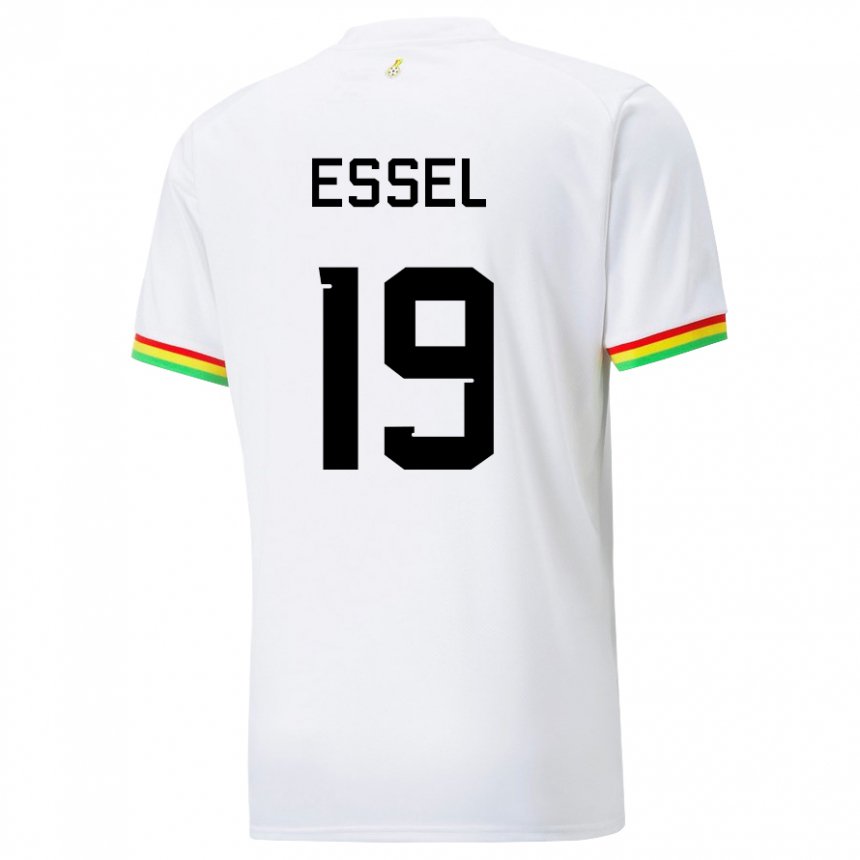 Børn Ghanas Aaron Essel #19 Hvid Hjemmebane Spillertrøjer 22-24 Trøje T-shirt