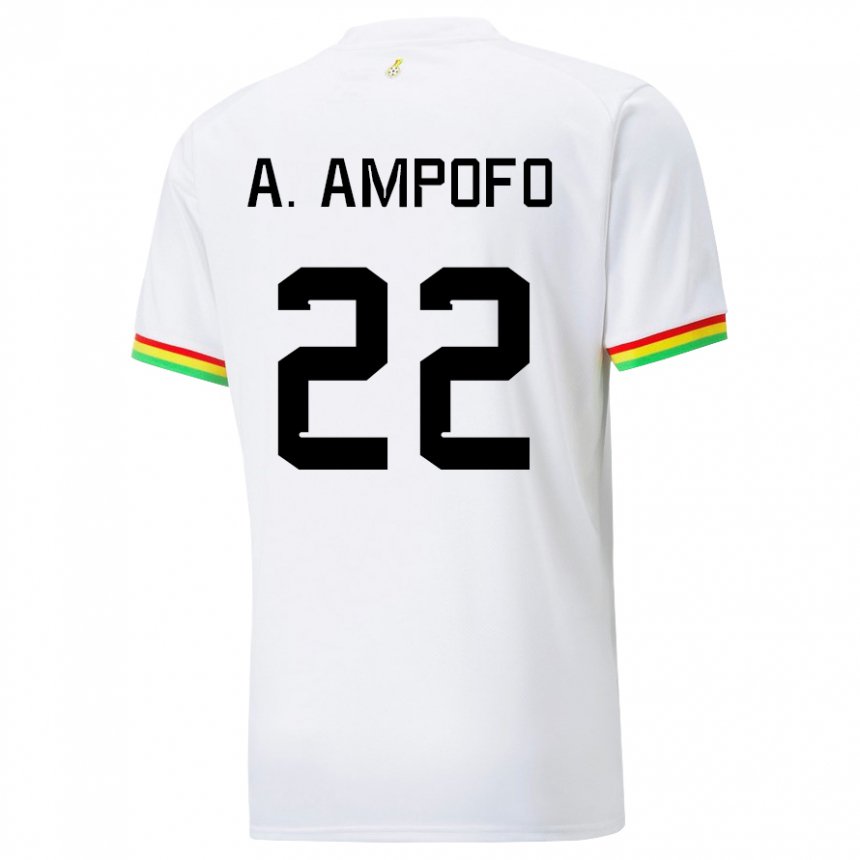 Børn Ghanas Eugene Amankwah Ampofo #22 Hvid Hjemmebane Spillertrøjer 22-24 Trøje T-shirt