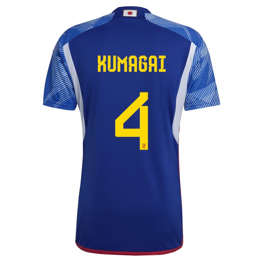 Børn Japans Saki Kumagai #4 Kongeblå Hjemmebane Spillertrøjer 22-24 Trøje T-shirt