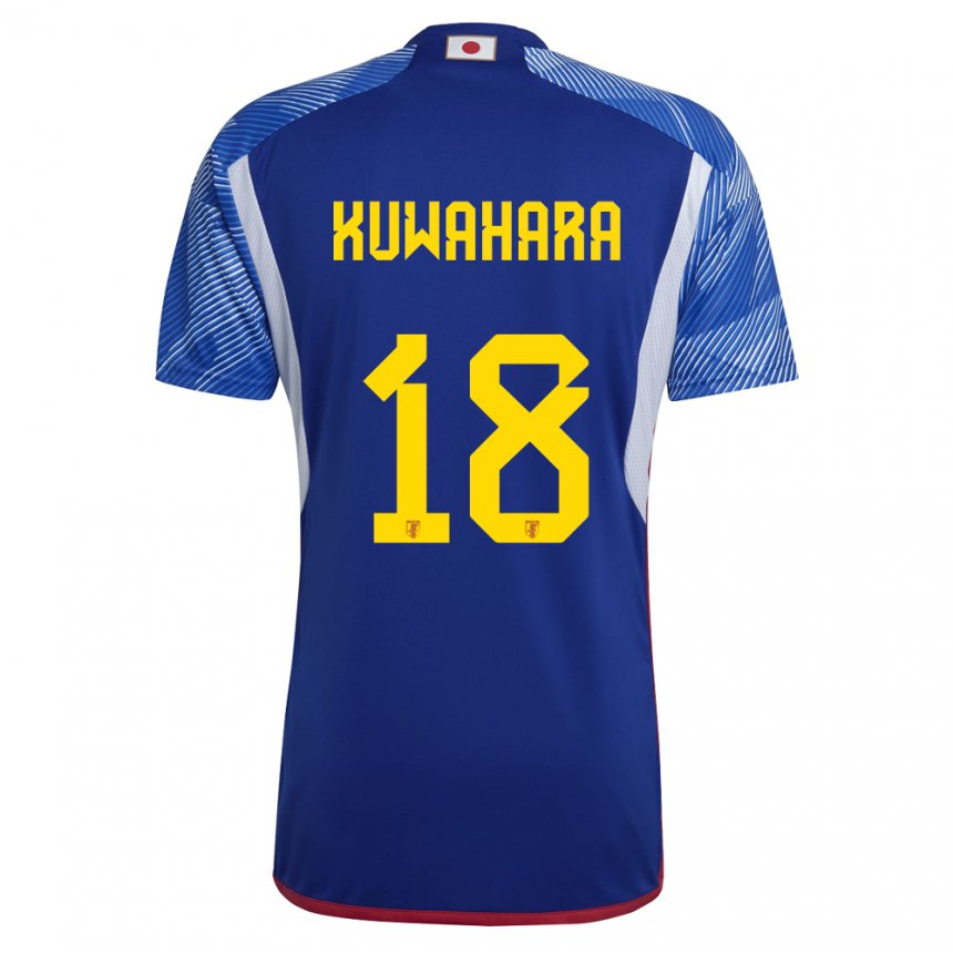 Børn Japans Rikuto Kuwahara #18 Kongeblå Hjemmebane Spillertrøjer 22-24 Trøje T-shirt