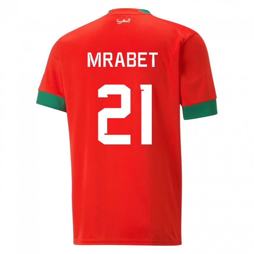 Børn Marokkos Yasmin Mrabet #21 Rød Hjemmebane Spillertrøjer 22-24 Trøje T-shirt