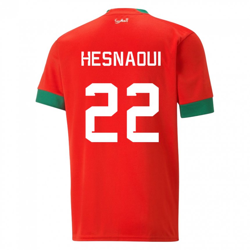 Børn Marokkos Hind Hesnaoui #22 Rød Hjemmebane Spillertrøjer 22-24 Trøje T-shirt