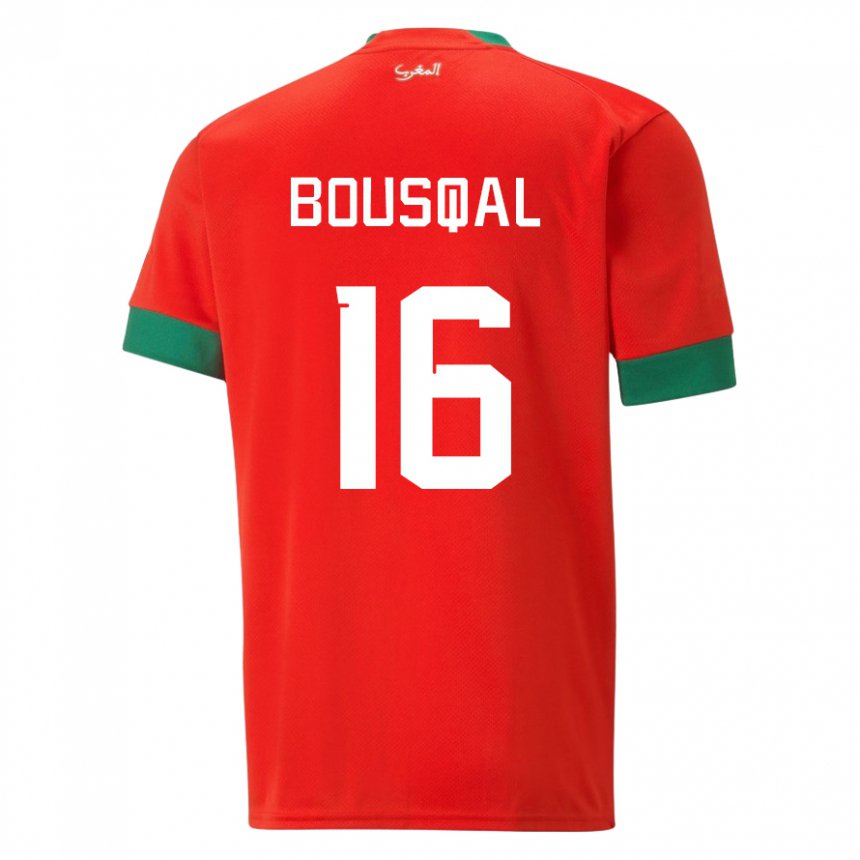 Børn Marokkos Hamza Bousqal #16 Rød Hjemmebane Spillertrøjer 22-24 Trøje T-shirt