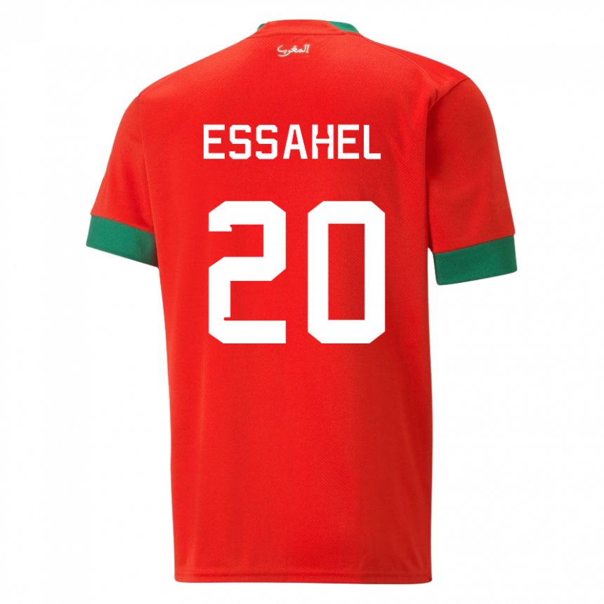 Børn Marokkos Mohammed Amine Essahel #20 Rød Hjemmebane Spillertrøjer 22-24 Trøje T-shirt