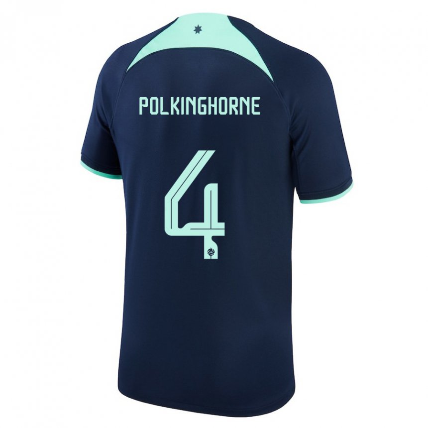 Børn Australiens Clare Polkinghorne #4 Mørkeblå Udebane Spillertrøjer 22-24 Trøje T-shirt