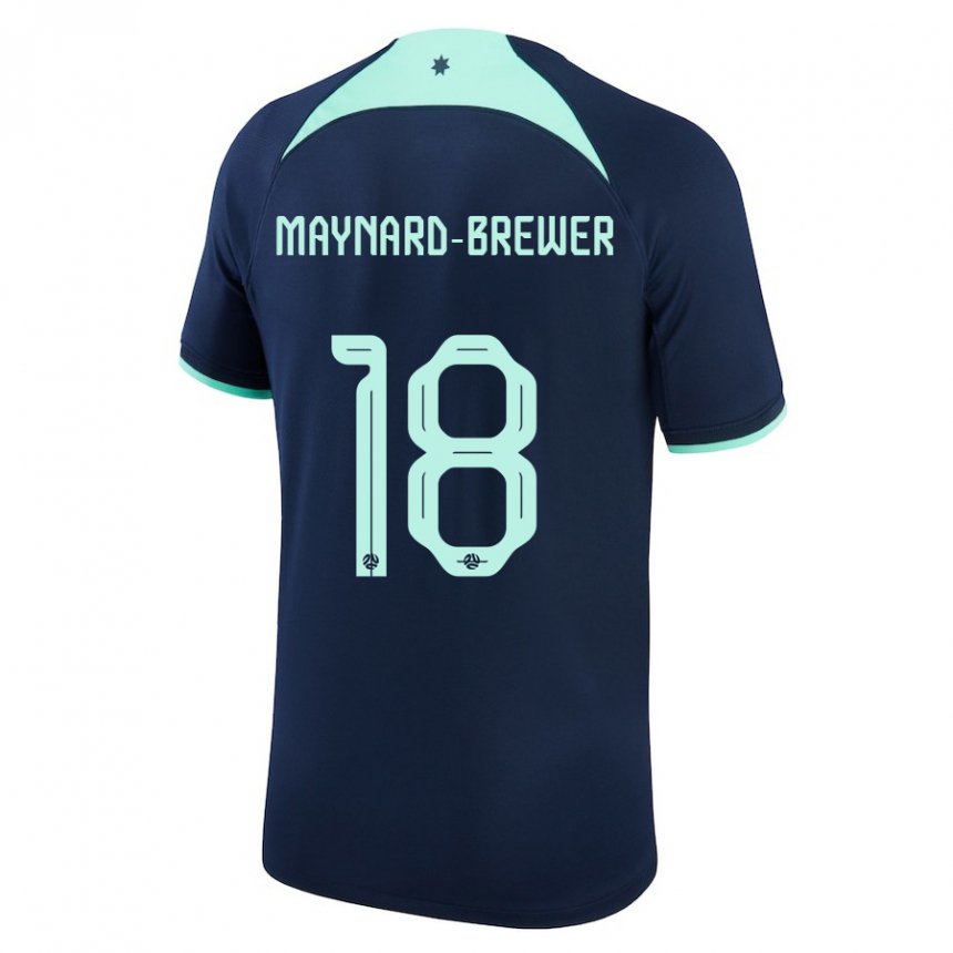 Børn Australiens Ashley Maynard Brewer #18 Mørkeblå Udebane Spillertrøjer 22-24 Trøje T-shirt