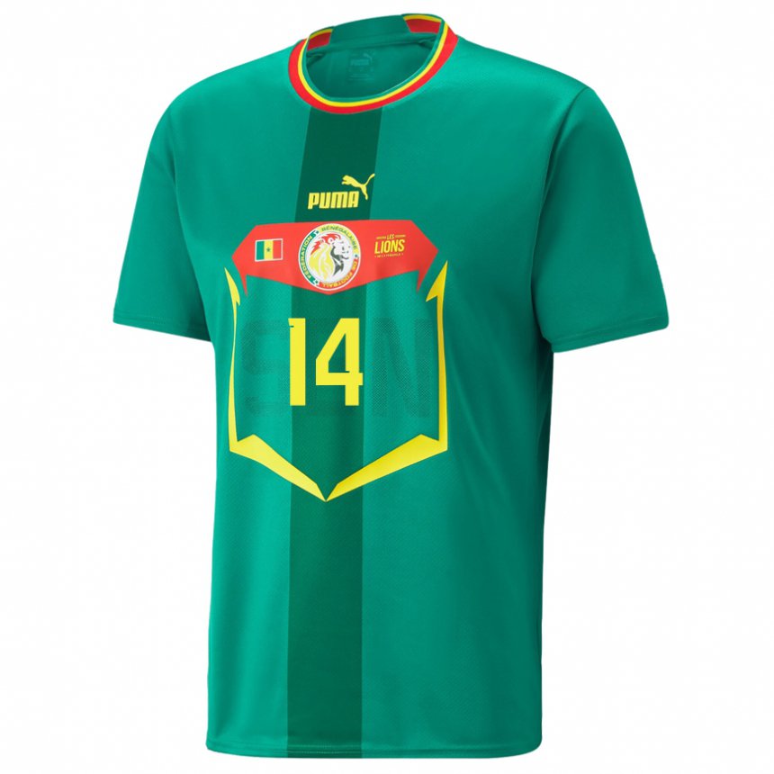 Børn Senegals Ibrahima Niane #14 Grøn Udebane Spillertrøjer 22-24 Trøje T-shirt