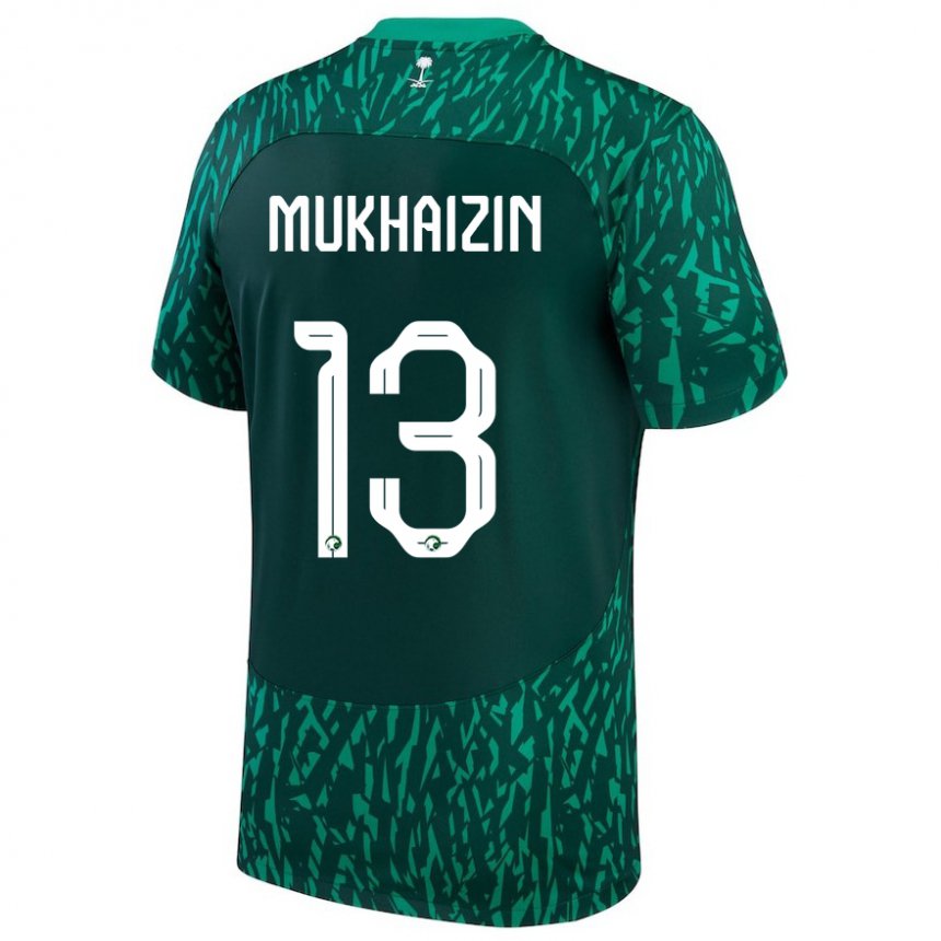 Børn Saudi-arabiens Raghad Mukhaizin #13 Dark Grøn Udebane Spillertrøjer 22-24 Trøje T-shirt