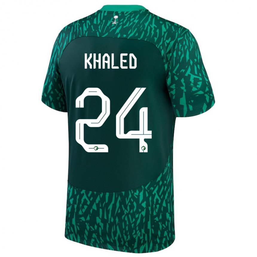 Børn Saudi-arabiens Atheer Khaled #24 Dark Grøn Udebane Spillertrøjer 22-24 Trøje T-shirt