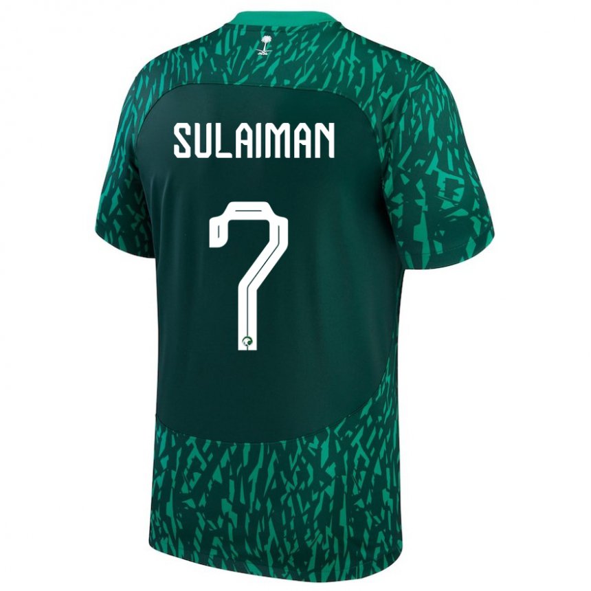 Børn Saudi-arabiens Mohammed Sulaiman #7 Dark Grøn Udebane Spillertrøjer 22-24 Trøje T-shirt