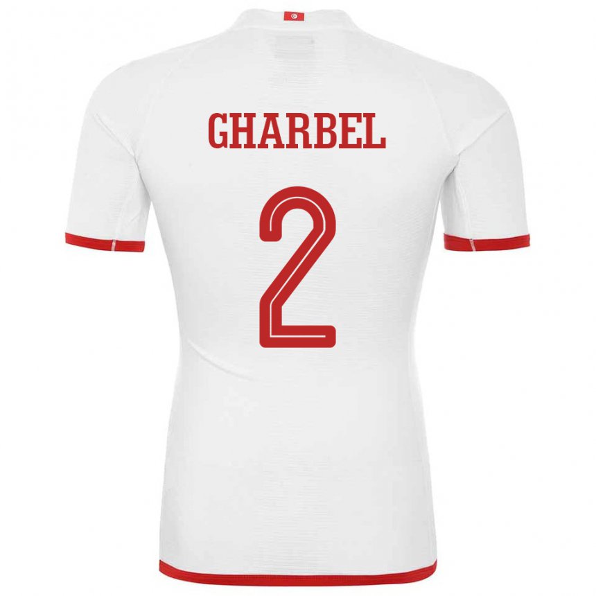 Børn Tunesiens Mahmoud Gharbel #2 Hvid Udebane Spillertrøjer 22-24 Trøje T-shirt