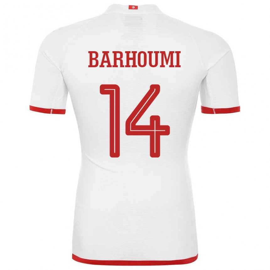 Børn Tunesiens Salah Barhoumi #14 Hvid Udebane Spillertrøjer 22-24 Trøje T-shirt