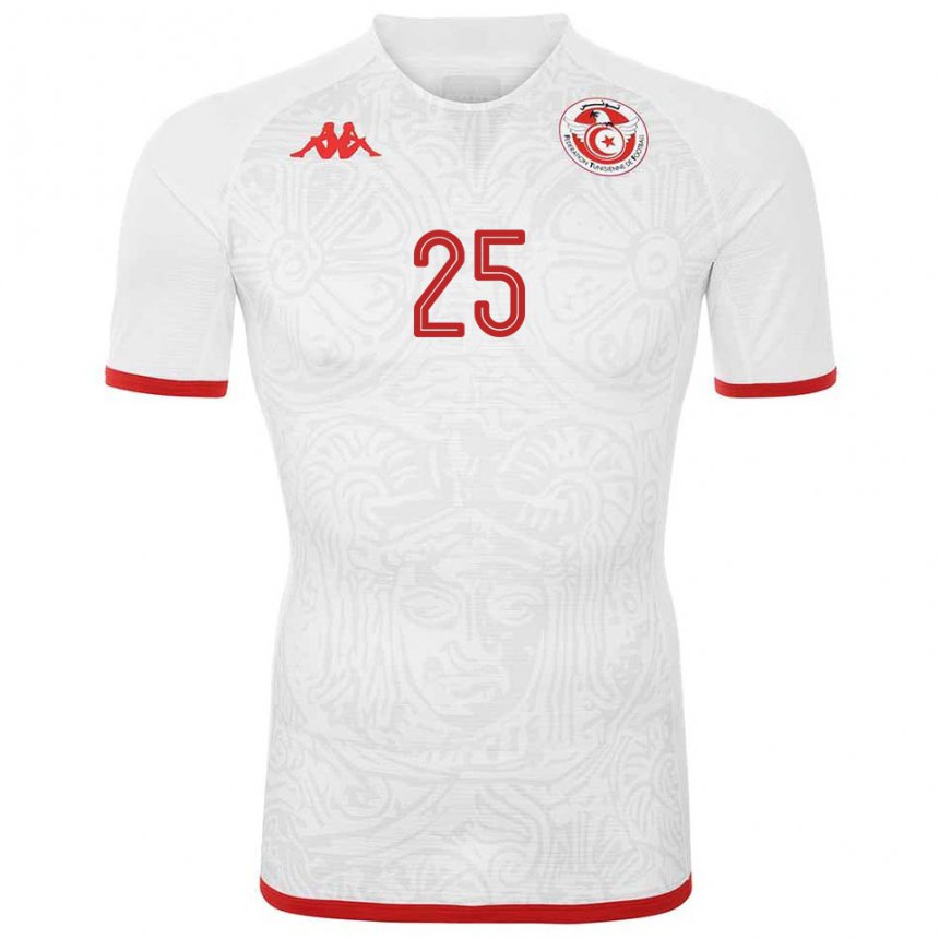 Børn Tunesiens Heni Ben Salah #25 Hvid Udebane Spillertrøjer 22-24 Trøje T-shirt