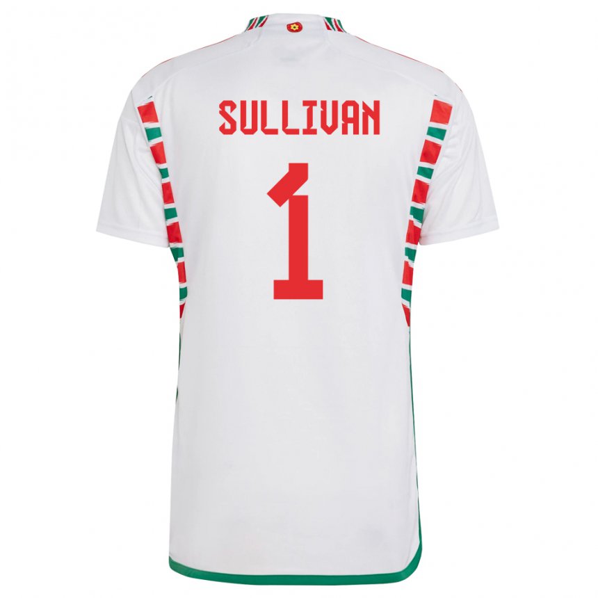 Børn Wales Laura O Sullivan #1 Hvid Udebane Spillertrøjer 22-24 Trøje T-shirt