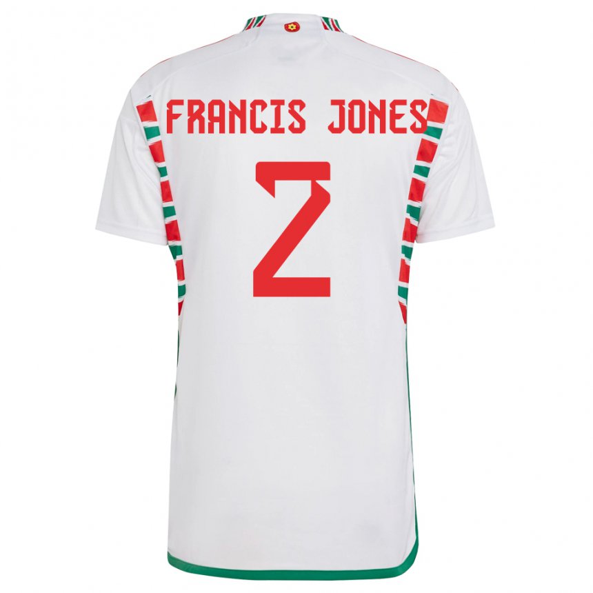 Børn Wales Maria Francis Jones #2 Hvid Udebane Spillertrøjer 22-24 Trøje T-shirt