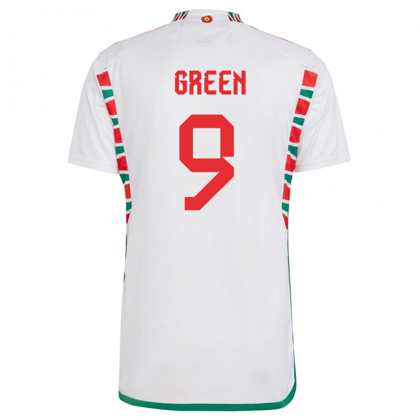 Børn Wales Kayleigh Green #9 Hvid Udebane Spillertrøjer 22-24 Trøje T-shirt