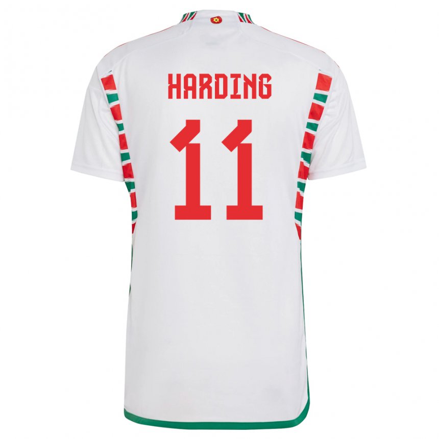 Børn Wales Natasha Harding #11 Hvid Udebane Spillertrøjer 22-24 Trøje T-shirt