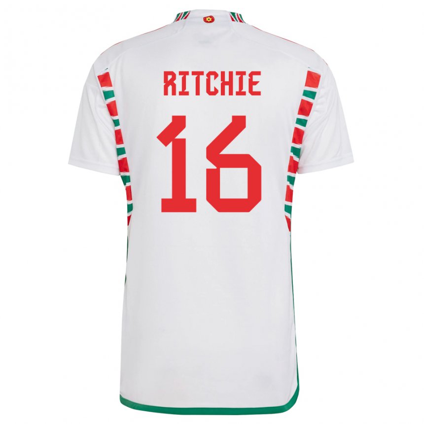 Børn Wales Amelia Ritchie #16 Hvid Udebane Spillertrøjer 22-24 Trøje T-shirt