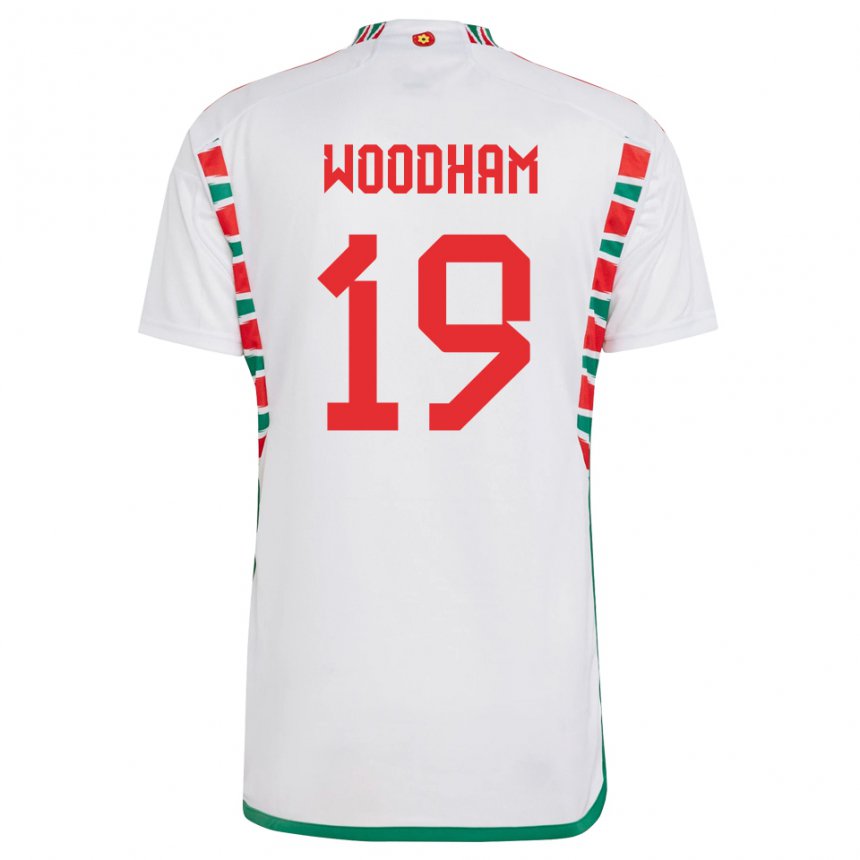 Børn Wales Lily Woodham #19 Hvid Udebane Spillertrøjer 22-24 Trøje T-shirt