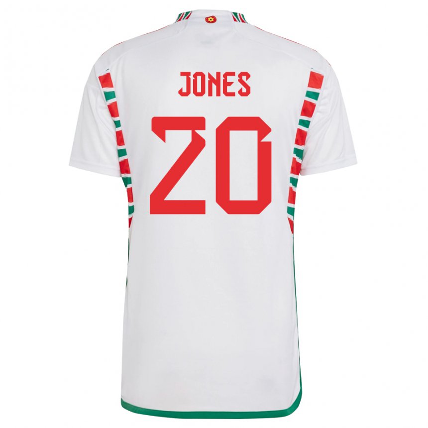 Børn Wales Carrie Jones #20 Hvid Udebane Spillertrøjer 22-24 Trøje T-shirt