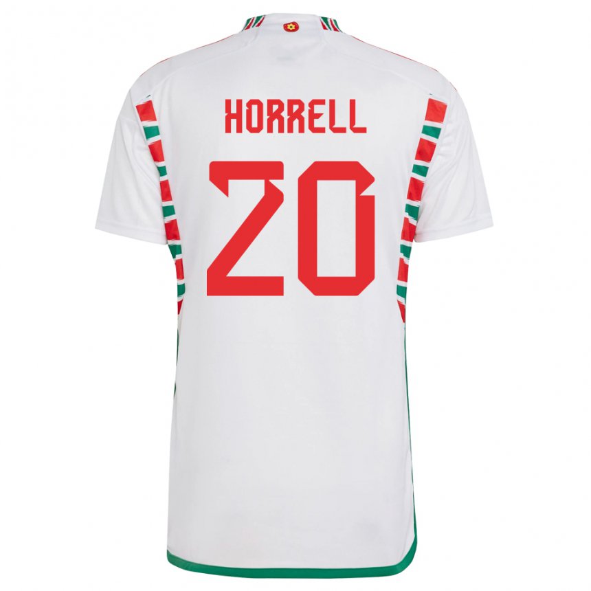 Børn Wales Grace Horrell #20 Hvid Udebane Spillertrøjer 22-24 Trøje T-shirt