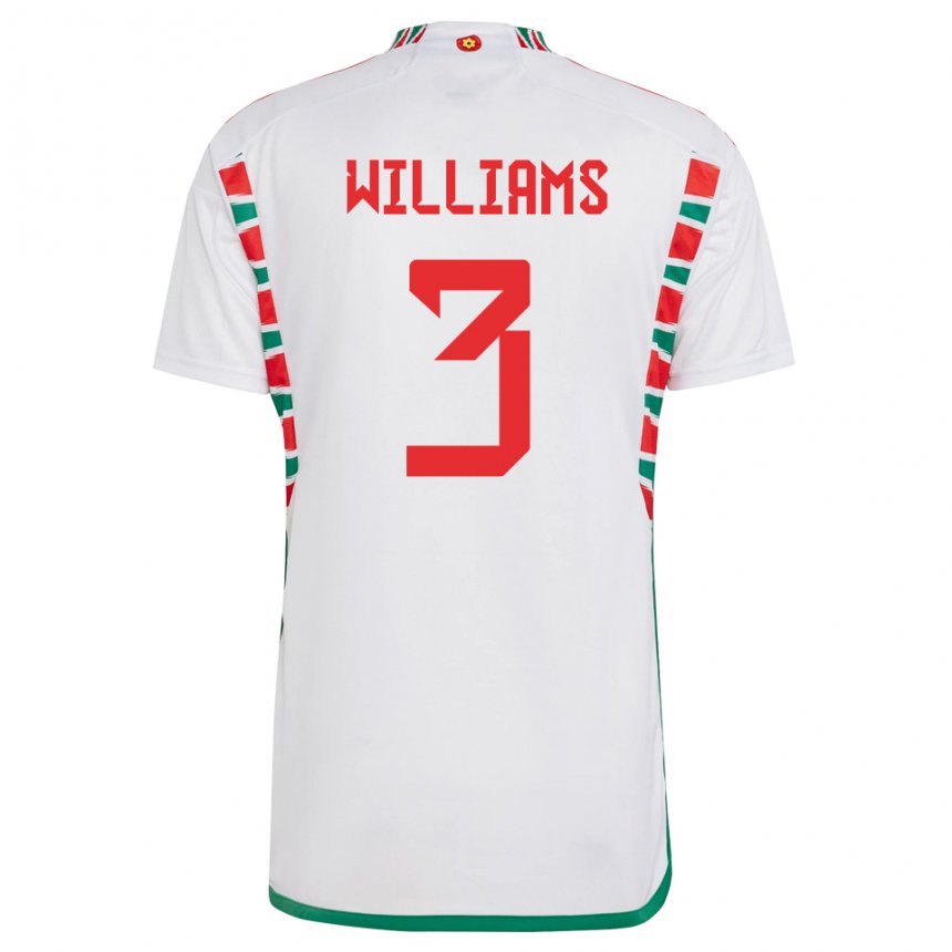 Børn Wales Zac Williams #3 Hvid Udebane Spillertrøjer 22-24 Trøje T-shirt