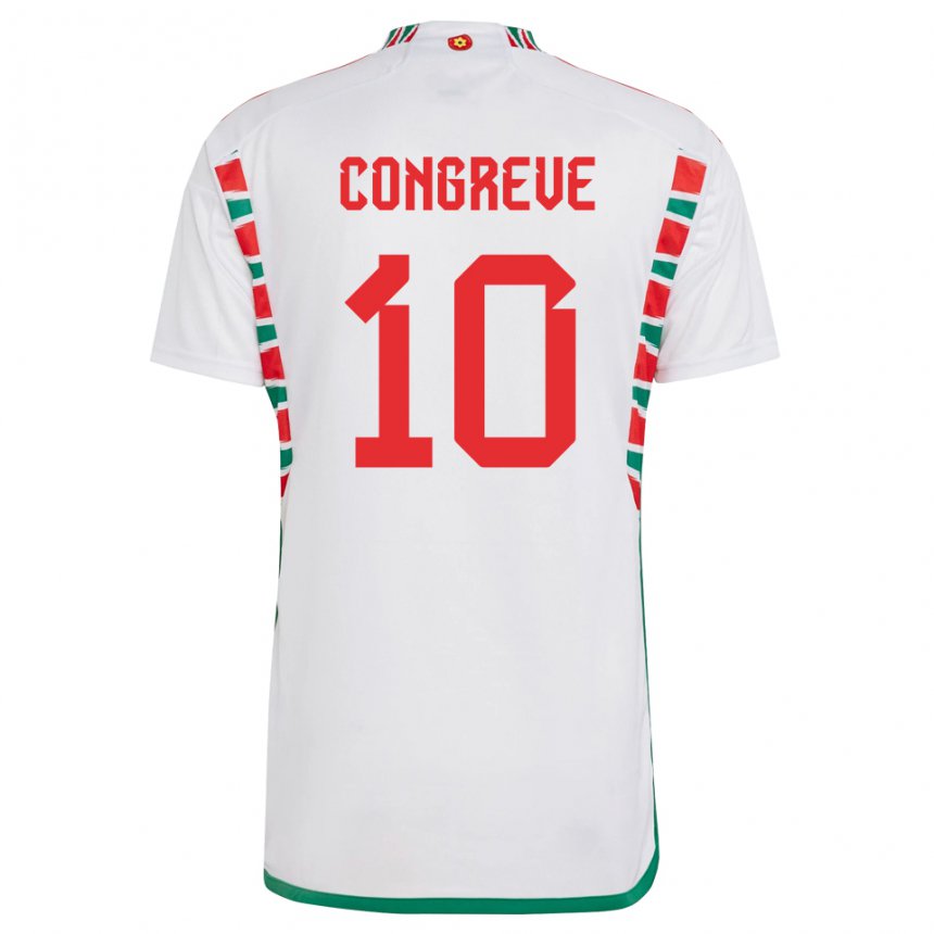 Børn Wales Cameron Congreve #10 Hvid Udebane Spillertrøjer 22-24 Trøje T-shirt