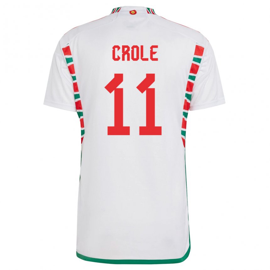 Børn Wales James Crole #11 Hvid Udebane Spillertrøjer 22-24 Trøje T-shirt