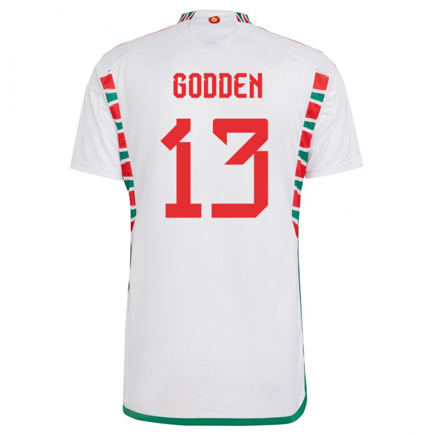 Børn Wales Scott Godden #13 Hvid Udebane Spillertrøjer 22-24 Trøje T-shirt